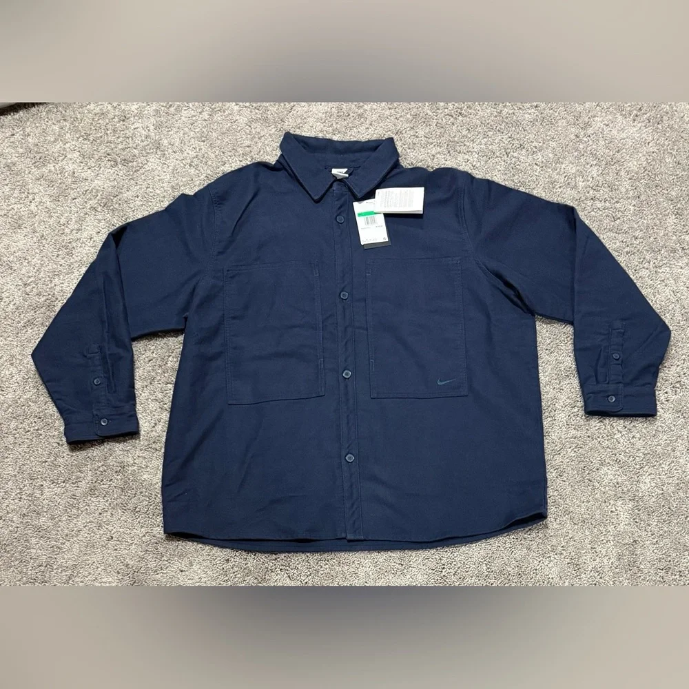 Nike Life Long Sleeve‎ Chamois Field Shirt Navy Blue FB7742-478 Mens Size XL